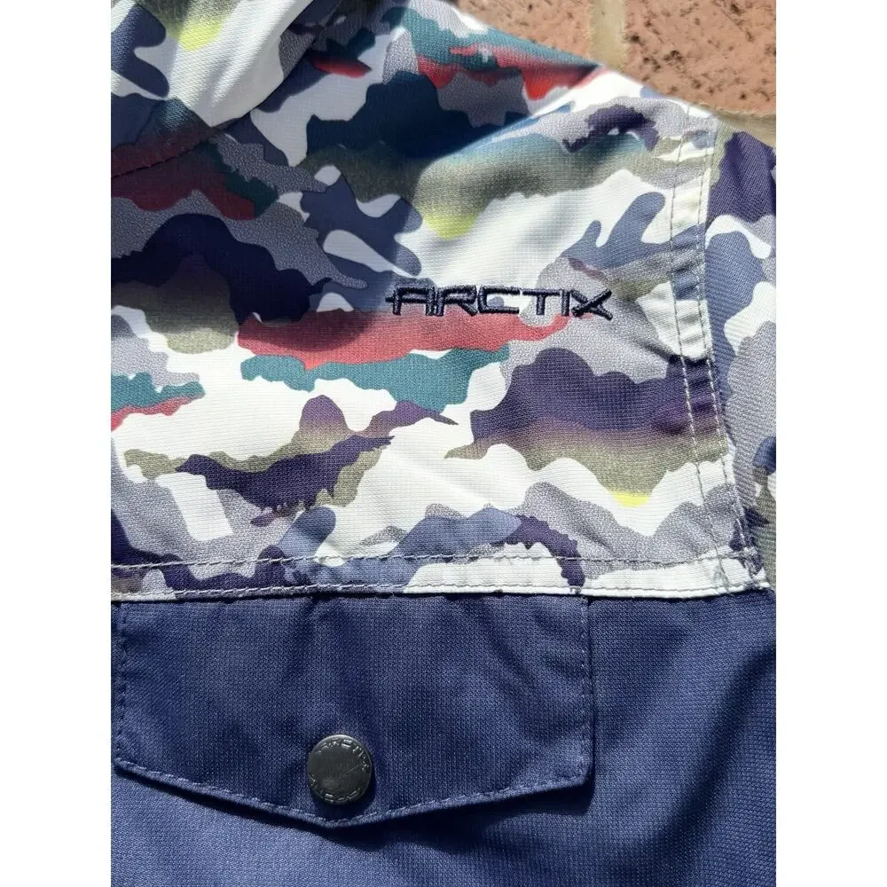 Arctix Kids‎ L (14/16) Slalom Insulated Winter Ski Jacket Hooded Navy/Camo Print